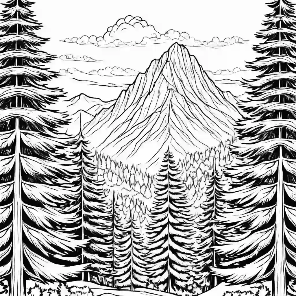 Evergreen Trees coloring pages